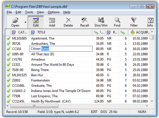 DBF File  Viewer screenshot